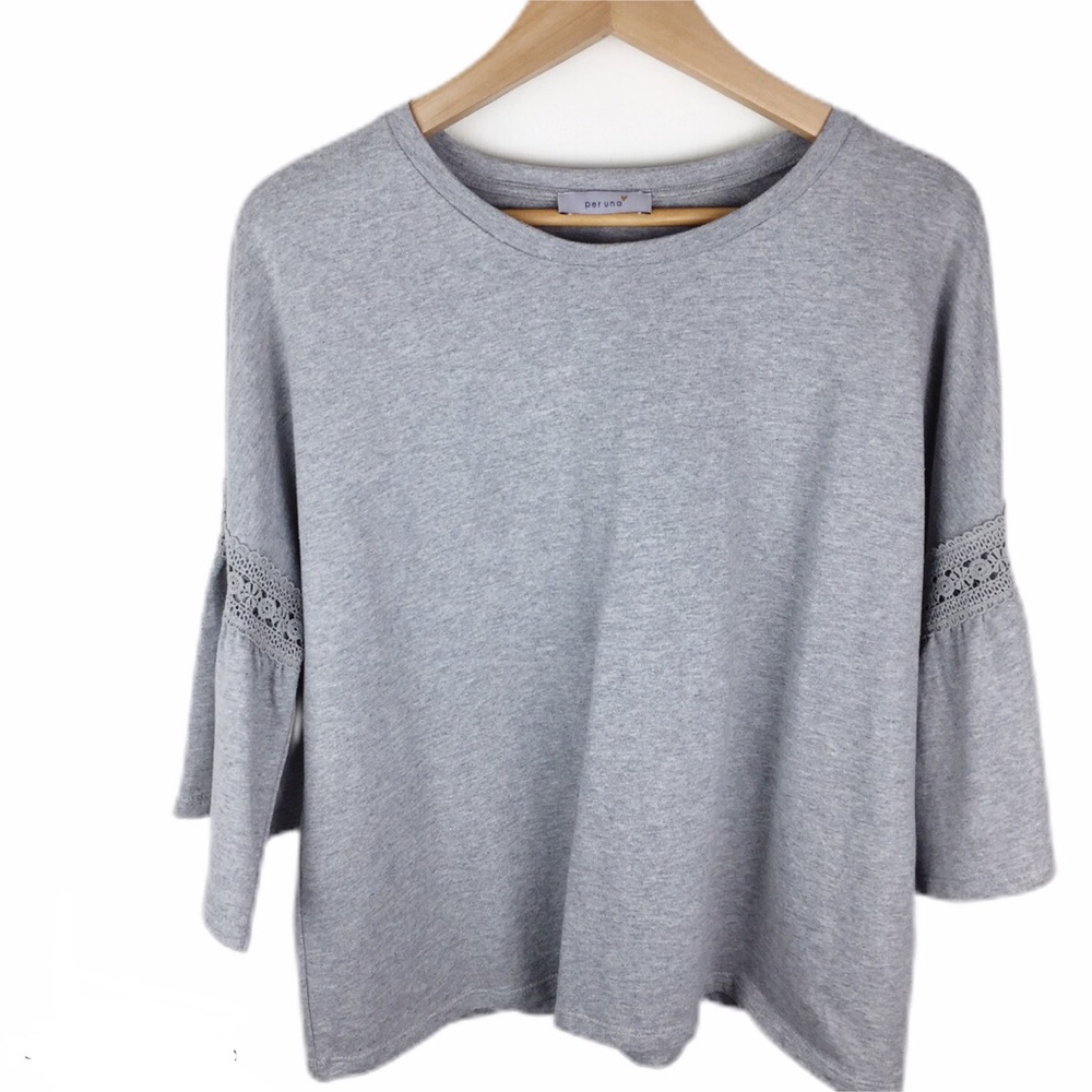 Per una Gray Crop Short Sleeve Top